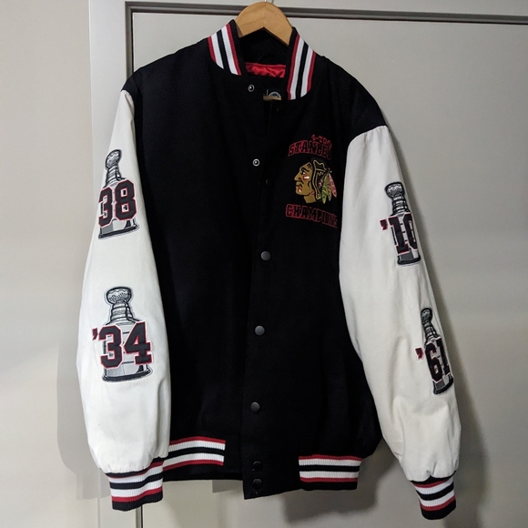 Chicago Blackhawks 4 Time Stanley Cup Varsity Jacket - Picture 3 of 8